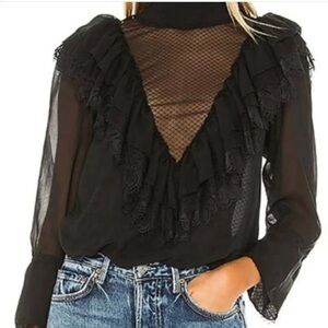 Goth We Are HAH Black Lace and Chiffon Bodysuit chic
